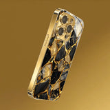Black Gold Marble Gold Metallic Paint Glass Phone Case For iPhone