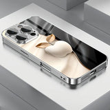 Metal Technology For Apple Pattern Tempered Glass Electroplated Case For iPhone