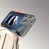 Metal Technology For Apple Pattern Tempered Glass Electroplated Case For iPhone