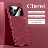 Luxury Frame Leather  Plating Camera Protect Shockproof Case  For iPhone
