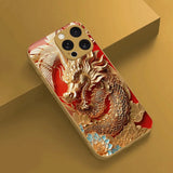 Golden Dragon Print Gold Metallic Paint Tempered Glass  Case For iPhone