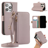 Crossbody Zipper Wallet with Card Holder Case for IPhone