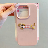 Korean Cute 3D Cartoon Embroidery Dog Phone Case For iPhone
