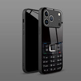 Retro Phone Button Pattern Tempered Glass Phone Case For iPhone