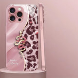 Spliced Leopard Print Golden Snake Metallic Paint Glass Phone Case For iPhone