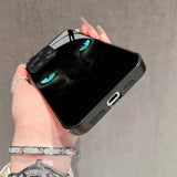 Cool Black Cat Mysterious Eyes Tempered Glass Case For iPhone