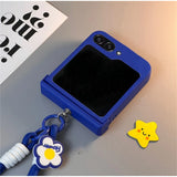 Ins Simple Solid Color Phone Case with Flower Hand Strap for Samsung Galaxy Z Flip