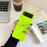 Original Fluorescence Color Liquid Silicone Ring Holder Case For Samsung Galaxy Z Flip