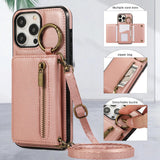 Crossbody Zipper Wallet Ring Stand Phone Case for IPhone