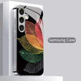 Colorful Veined Dried Leaf Pattern Phone Case For Samsung
