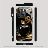 Black Gold For Apple Pattern Tempered Glass Case For iPhone