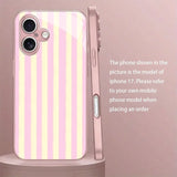 Minimalist Vertical Striped Pattern Metallic Glass  Case For iPhone