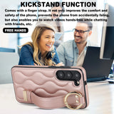 Leather Ring Wrist Strap Case for Samsung Galaxy