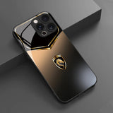 Golden Dragon Pattern Tempered Glass Black Case For iPhone