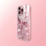 Pink Crystal Phoenix Pattern Metallic Paint Glass Hard Case For iPhone