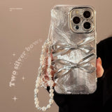 3D Silver Bowknot Phone Case For iPhone