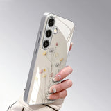 Luxury Floral Pattern Electroplate Silver Case For Samsung Galaxy