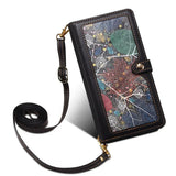 Crossbody Zipper Wallet Card Holder Lanyard Leather Case for Samsung