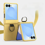 Skin Feel Hard Phone with Ring Hinge Protective Case for Samsung Galaxy Z Flip