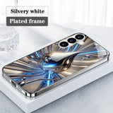 Blue Silver Fluid Drop Electroplated Silver Case For Samsung Galaxy S26