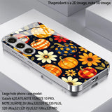 Autumn Pumpkin Floral Electroplated Glass Case For Samsung