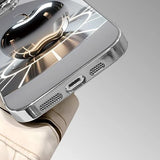 Metallic Gloss Silver For Apple Pattern Glass Case For iPhone