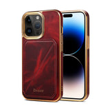 Magnetic Plating Shockproof Leather Card Holder Case For iPhone