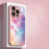 Colorful Gradient Texture Pattern Metal Tempered Glass Case For iPhone