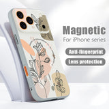 White Magnolia Flower Pattern Magnetic Case For iPhone