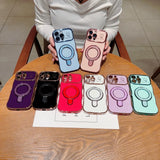 Plating Love Heart Magnetic  Phone Case For iPhone