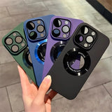 Luxury Frosted Solid Color Magnetic Camera Protection Case For iPhone