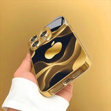 Gilded Fluid For Apple Pattern Gold Metallic Paint Glass Case For iPhone