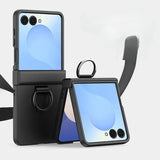 Skin Feel Hard Phone with Ring Hinge Protective Case for Samsung Galaxy Z Flip