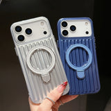 Magnetic Luggage Corrugated Stripe Bracket Case for IPhone