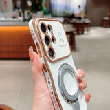 Plating Love Heart Magnetic Bracket Holder Case For Samsung