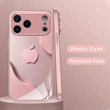 Luxury Light Pink Apple Pattern Glass Case For iPhone