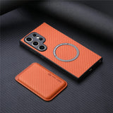 Carbon Fiber Style PU Leather Magnetic Case for Samsung Galaxy