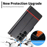 Carbon Fiber Flip Magnetic PU Leather Wallet Case for Samsung