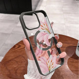 Clear Pink Lily Magnetic Case For iPhone