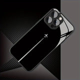 Sky Airplane Contrail Pattern Tempered Glass Phone Case For iPhone