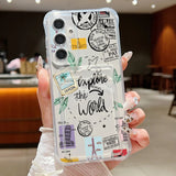 Travel World Print  Card Slot Pocket TPU Case For Samsung Galaxy