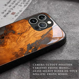 Resin Wood Art Splicing Pattern Tempered Glass Black Case For iPhone