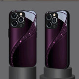 Purple Black Sparkle Curve Starlight Tempered Glass Phone Case For iPhone