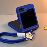Ins Simple Solid Color Phone Case with Flower Hand Strap for Samsung Galaxy Z Flip