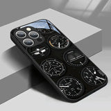 Aviation Instrument Pattern Tempered Glass Case For iPhone