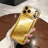 Gold Pure Gold Bar Pattern Gold Metallic Paint Glass Phone Case For iPhone