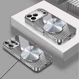 Metal Mesh For Apple Texture Pattern Glass Electroplated Phone Case For iPhone