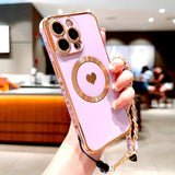 Plating TPU Magnetic Case For iPhone  &Wrist Lanyard