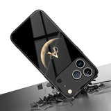 Trendy Moon Letter A Pattern Tempered Glass Case For iPhone