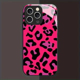 New Pink Leopard Print Tempered Glass Case For iPhone